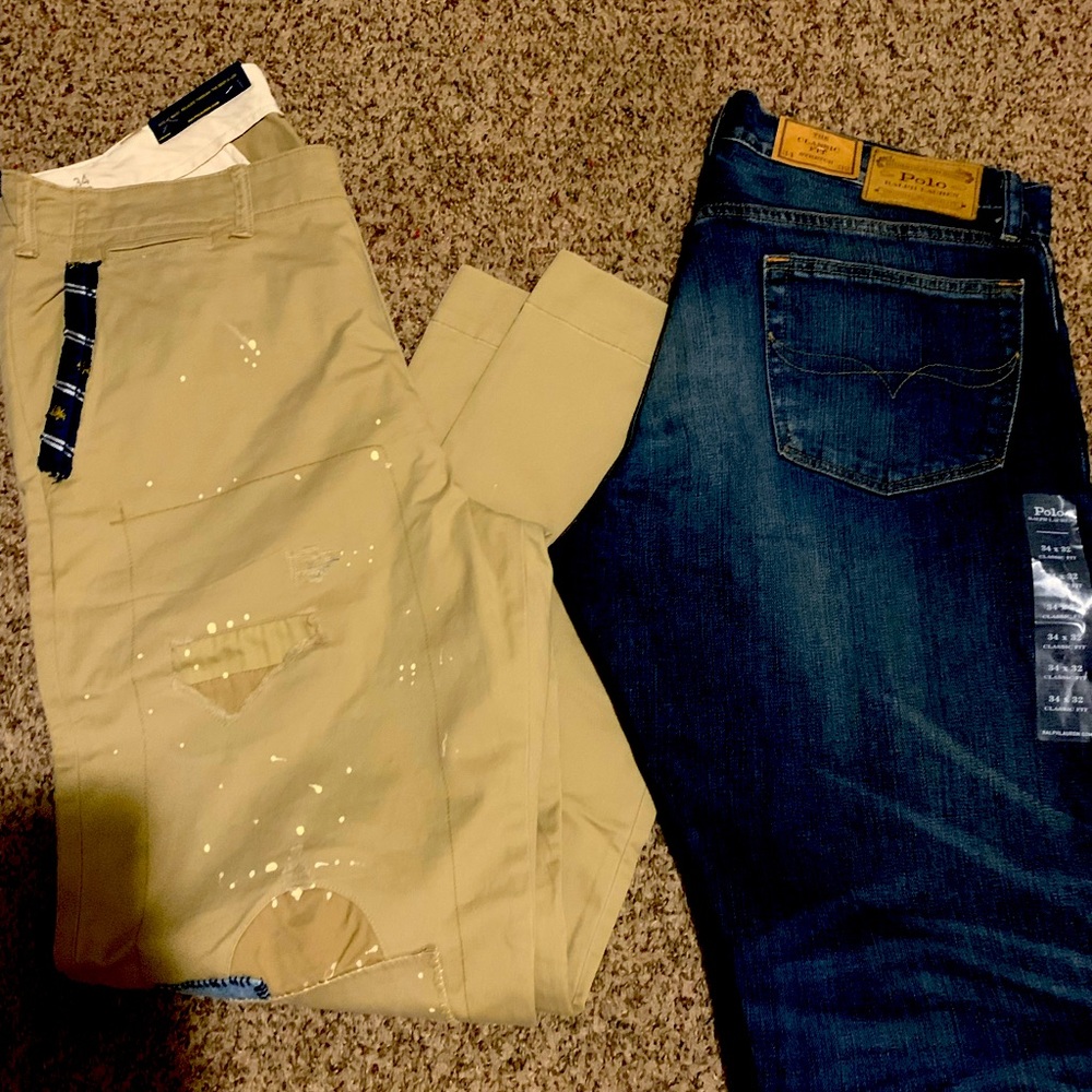 Khaki and blue jeans new 34-32in length brand new all year round bottoms